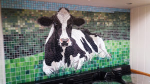 Bespoke Mosaic Kitchen Tiling - Cow in the grass